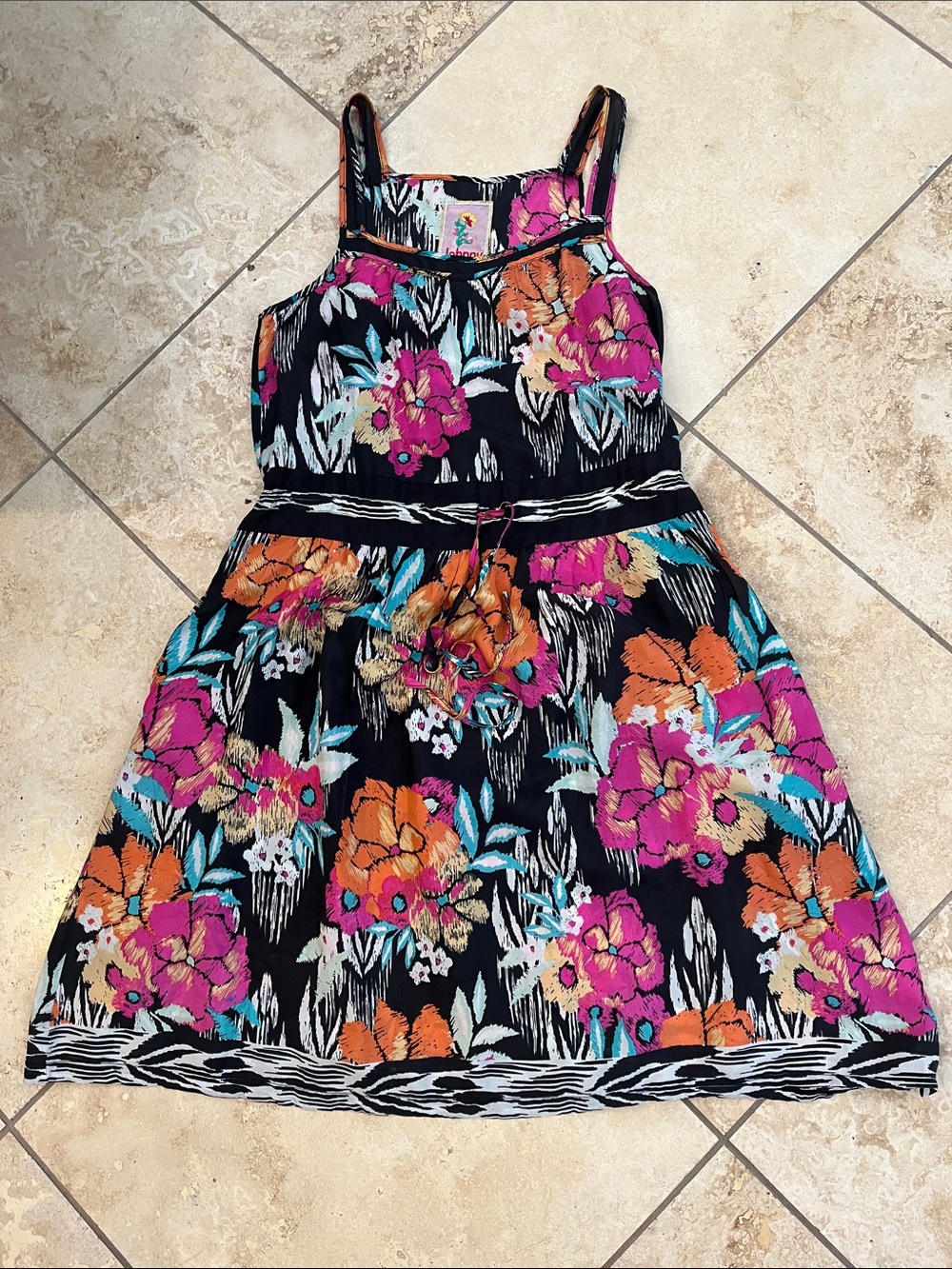 Johnny Was Silk Floral Print Summer Dress S